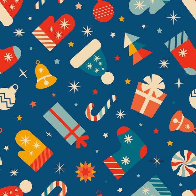 Vintage Christmas seamless pattern Vector illustration