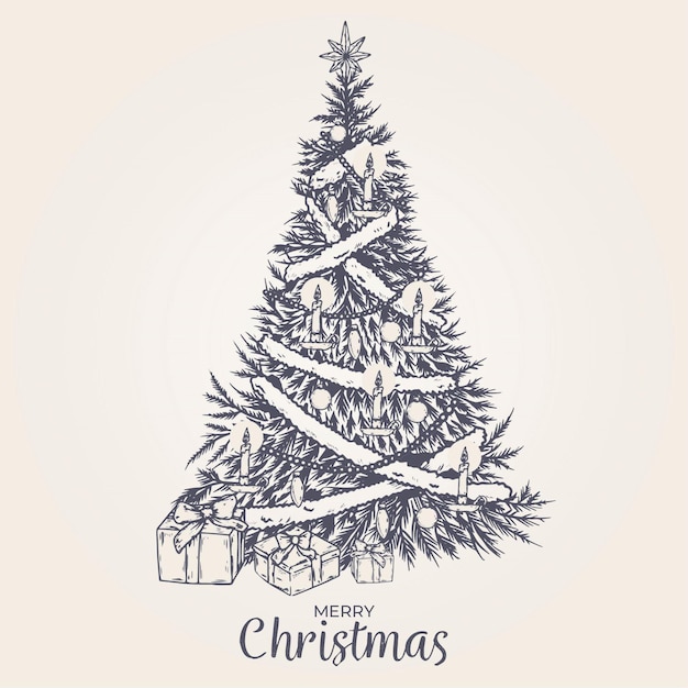 Vector vintage christmas tree