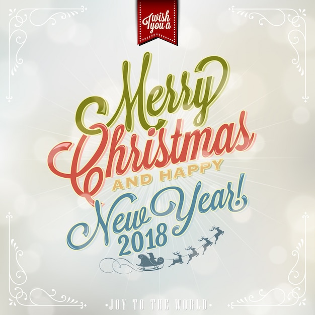 Vintage Christmas Vector Background With Typography