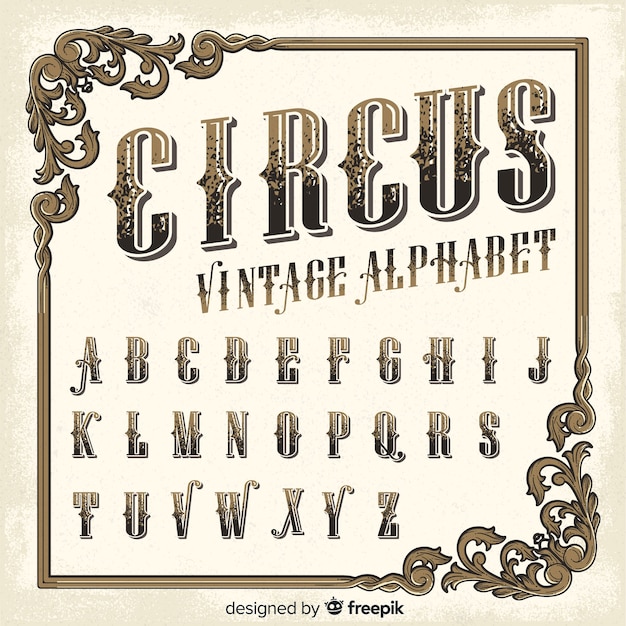 Vintage circus alphabet