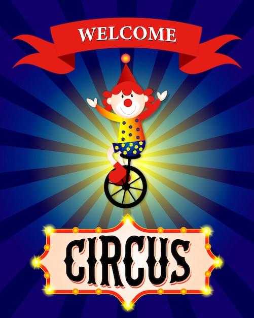 Vintage circus banner With a picture of a funny clown