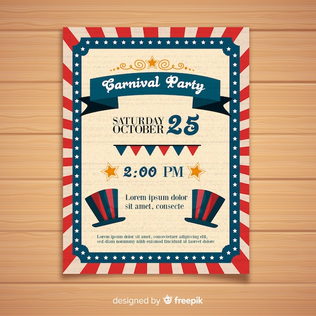 Vintage circus party invitation card