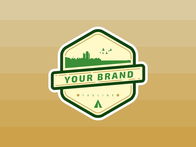 Vintage city forest camp logo design template