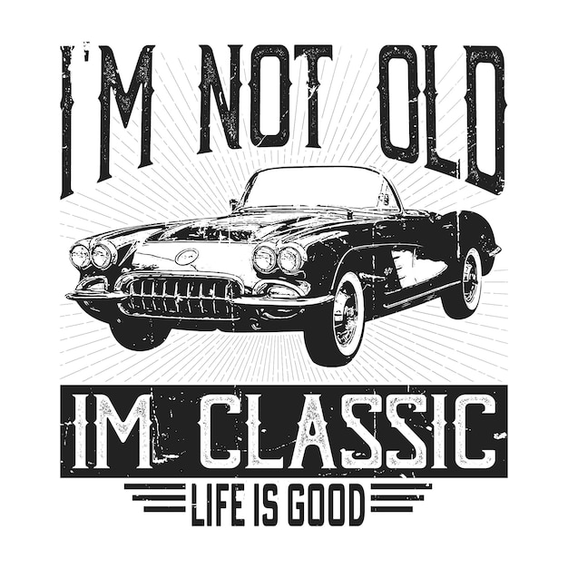 Vintage Classic car T-shirt  Vector design Graphic illustration.