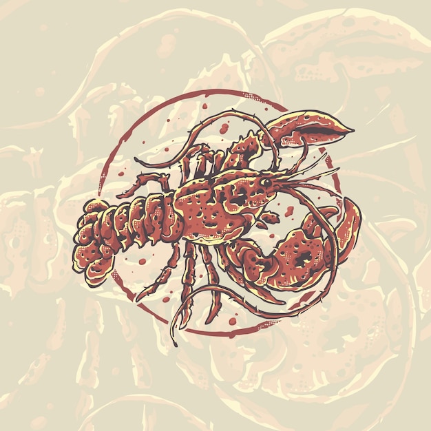 Vintage classic lobster seafood illustration