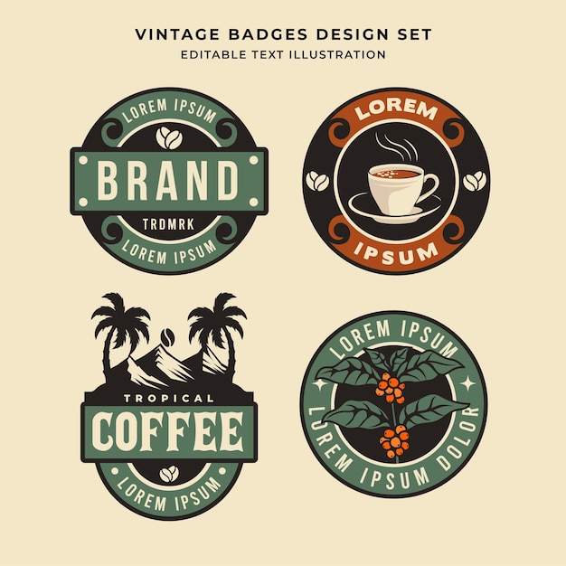 vintage coffee badges logo illustration pack