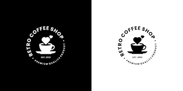 Vintage coffee shop emblem logo design vector