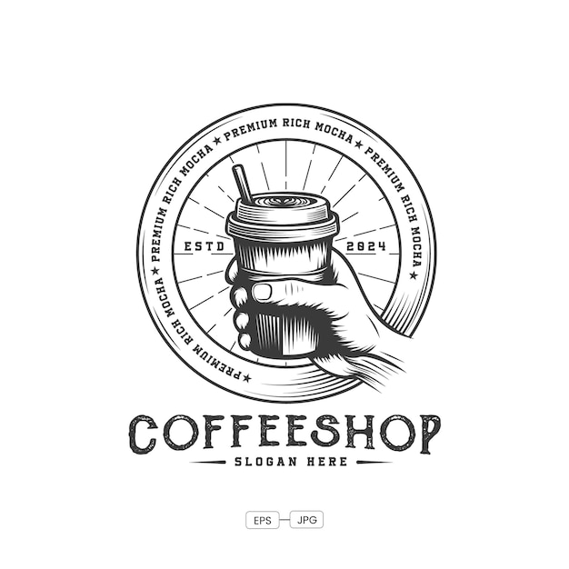 Vintage Coffee Shop Vector Logo Design