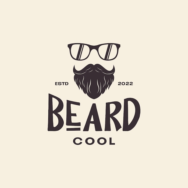 Vintage cool man with beard and sunglasses logo design vector graphic symbol icon illustration creative idea