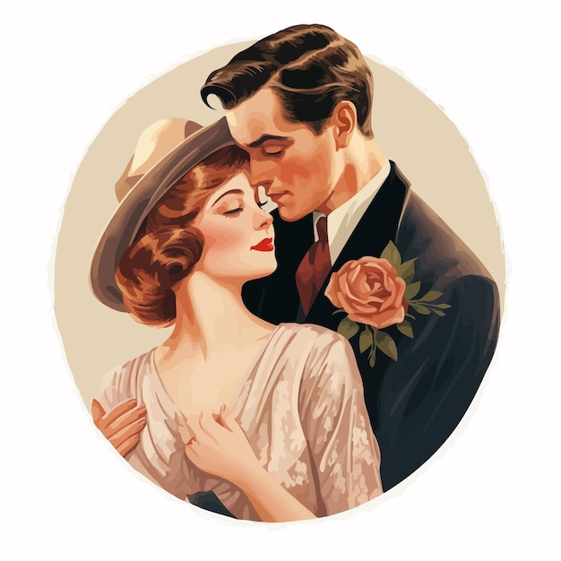 Vector vintage couple romantic sticker