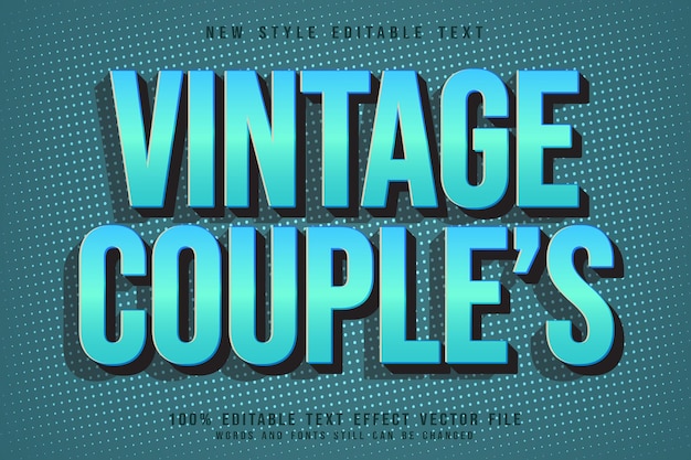 Vintage couples editable text effect emboss vintage style