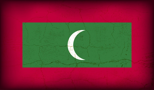 Vintage crack textured effect of Maldives flag