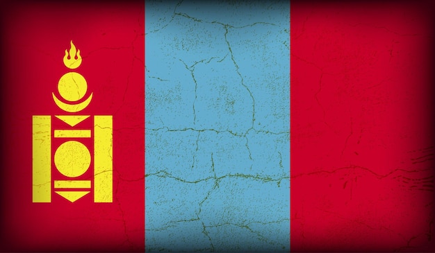 Vintage crack textured effect of Mongolia flag