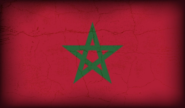 Vintage crack textured effect vector Morocco flag design