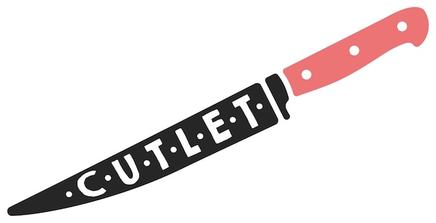 Vintage cutlet knife vector typography Object Illustration