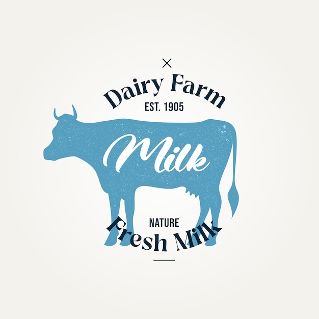 vintage dairy farm fresh milk icon logo template vector illustration design