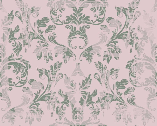 Vintage damask pattern, baroque grunge background