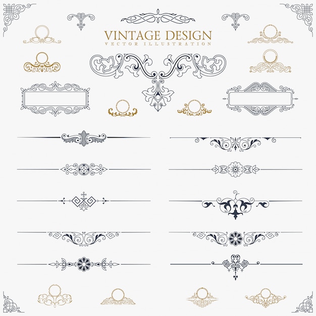 vintage decor elements set