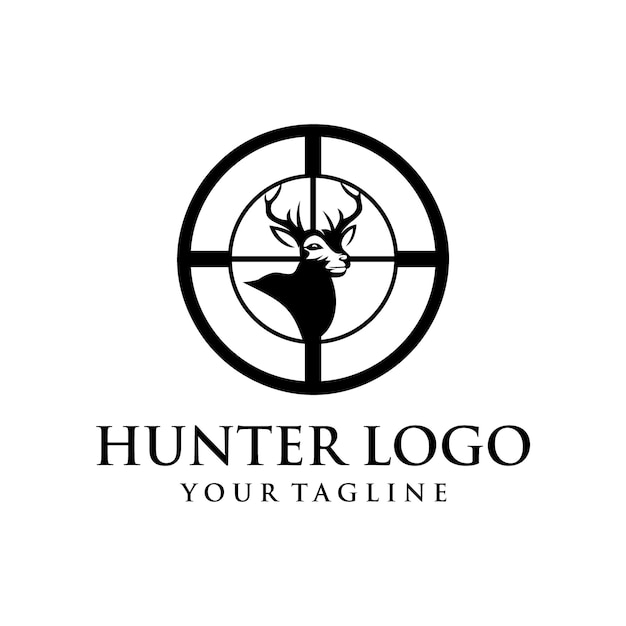 Vintage Deer Hunter Logo Design Vector Template