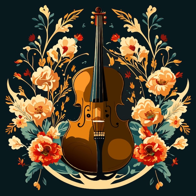 a vintage design featuring old violin paintings vector illustration