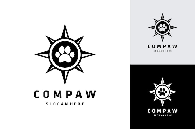 Vintage design logos or a compass with a dog trail