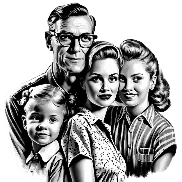 vintage detailed family portrait