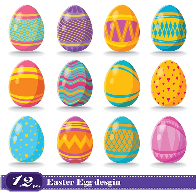 Vintage Easter Egg poster design set