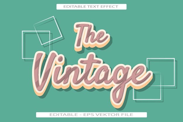 The Vintage Editable Text Effect 3D Flat Style Design