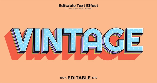 Vintage editable text effect in modern trend style