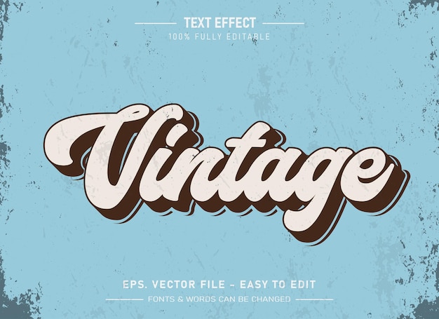 Vector vintage editable text effect retro style