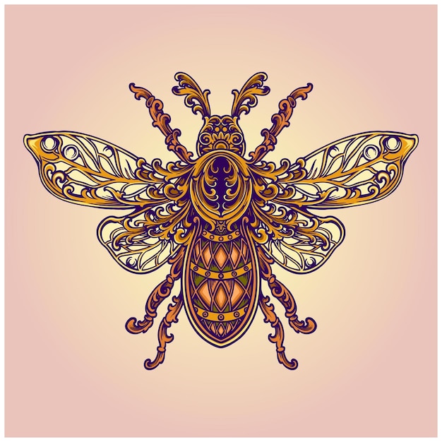 Vintage elegant insect ornament illustration