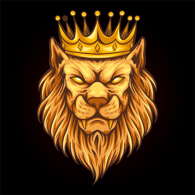 Vintage elegant lion king crown illustrations