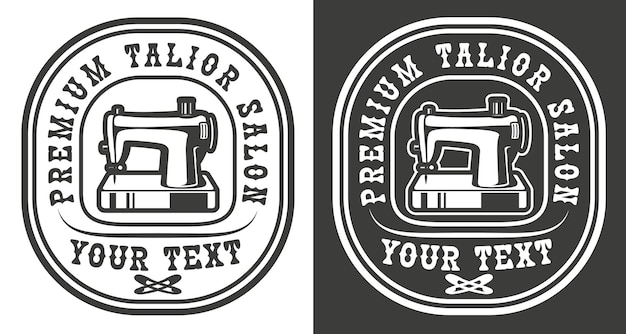 Vintage emblem of a craft tailor salon theme with sewing machine