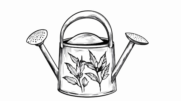 Vector vintage engraved watering can vector icon with handle design