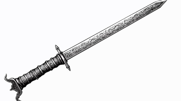 Vector vintage engraved woodcut of sword and scabbard