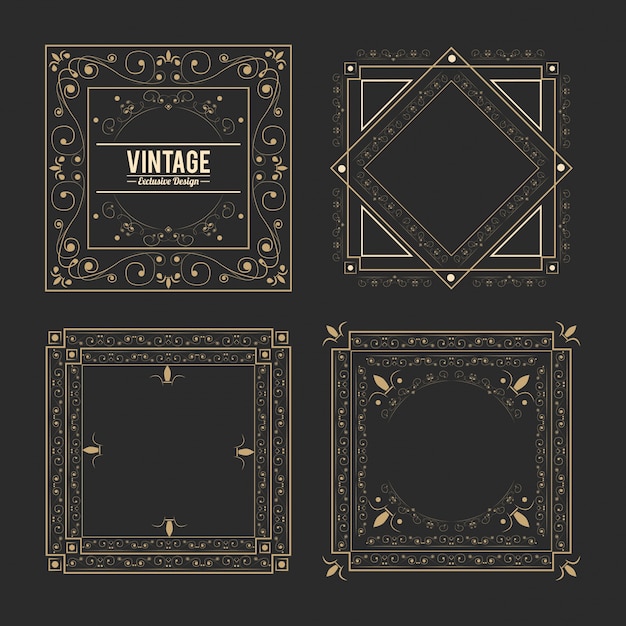 Vintage exclusive set of luxury golden badges and stickers