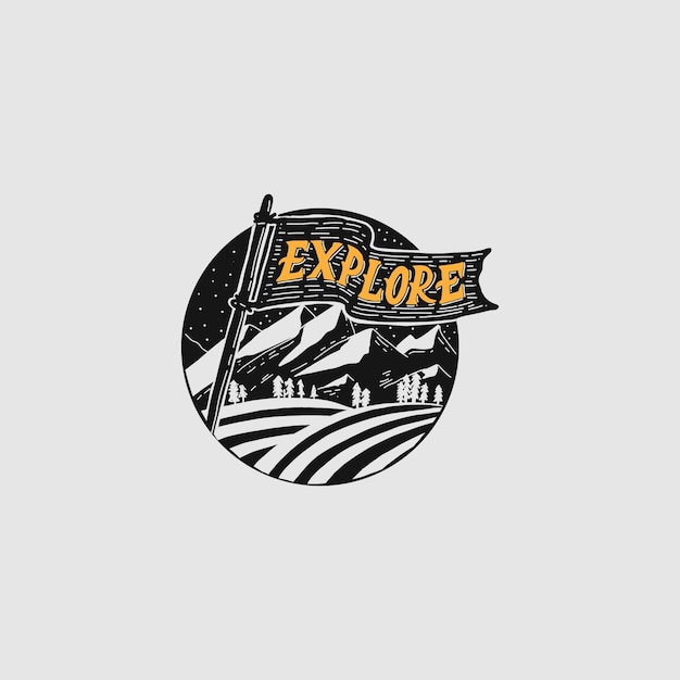 Vintage Explore Hand Drawn Badge