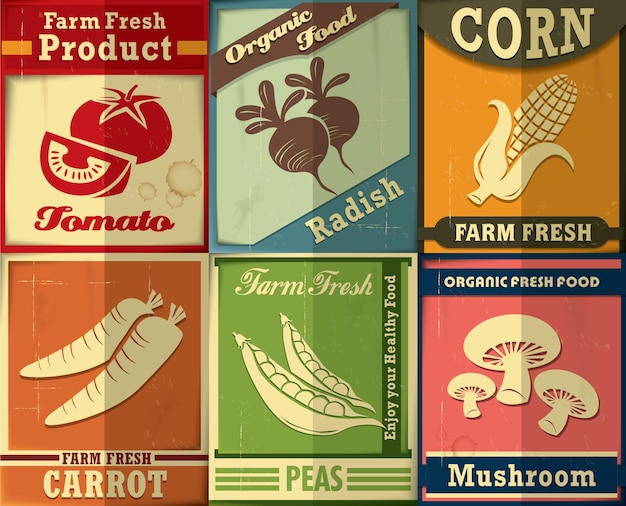 Vintage Farm fresh set poster design