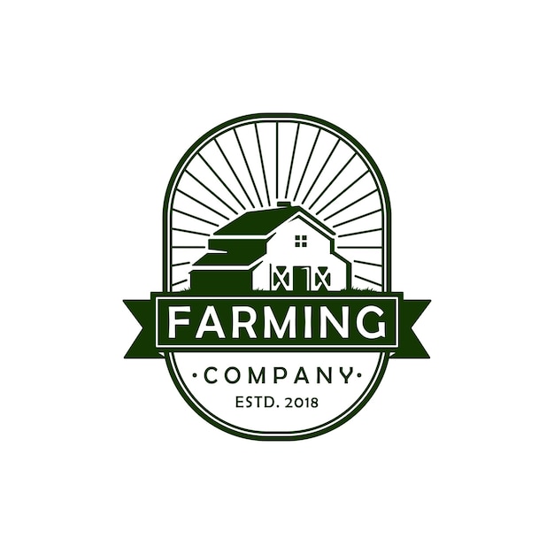 Vintage Farm House Barn Emblem Logo Design