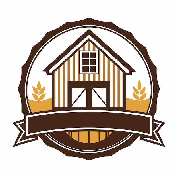 Vector vintage farm house logo design on white background