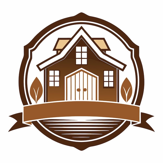 Vector vintage farm house logo design on white background