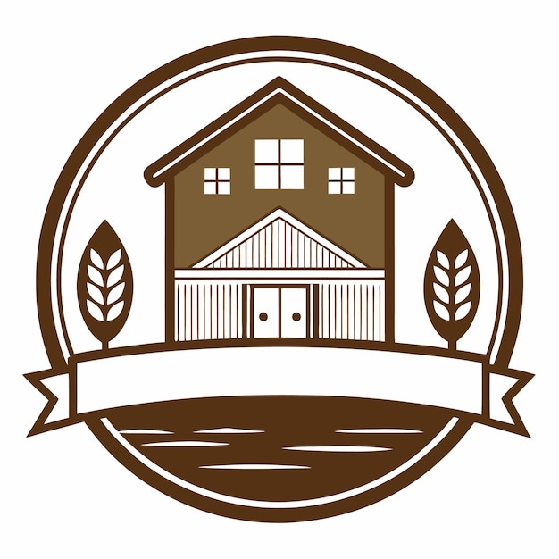 Vector vintage farm house logo design on white background