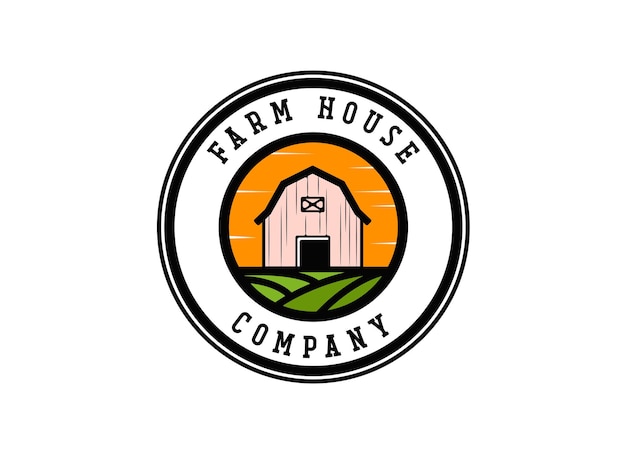 Vintage farm logo design - barn wood building house farm cow cattle