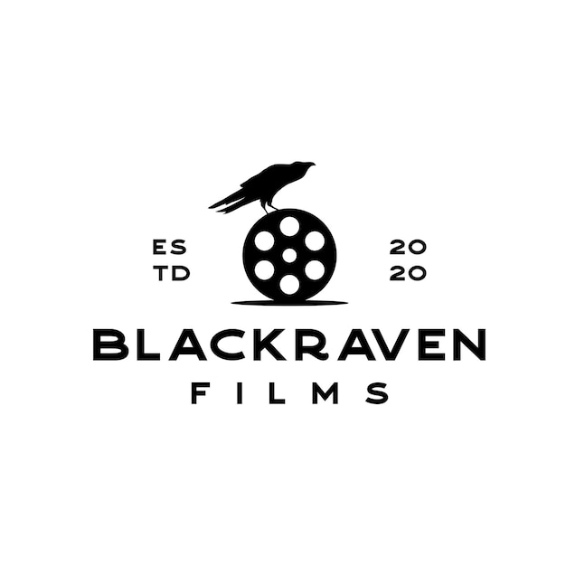 Vintage film roll with crow raven logo