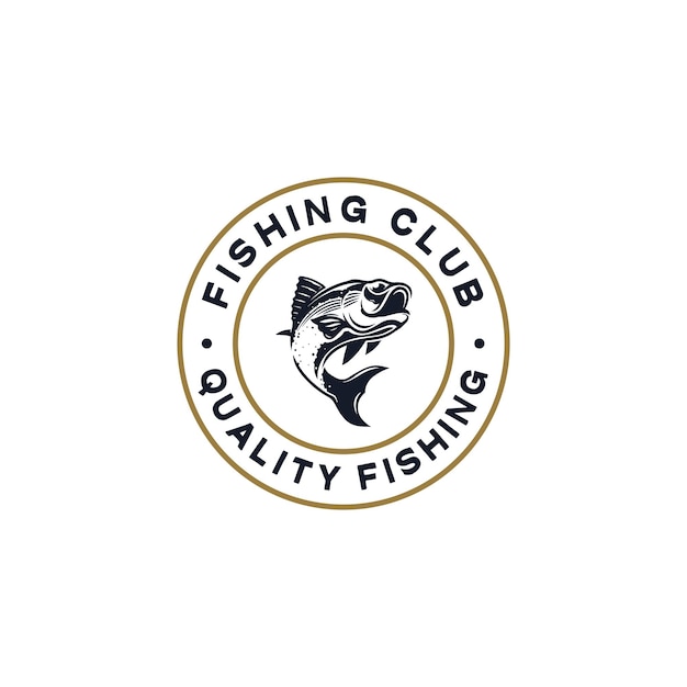 Vintage fishing club logo design template