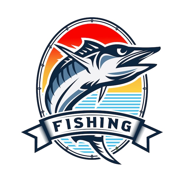 Vintage fishing logo design