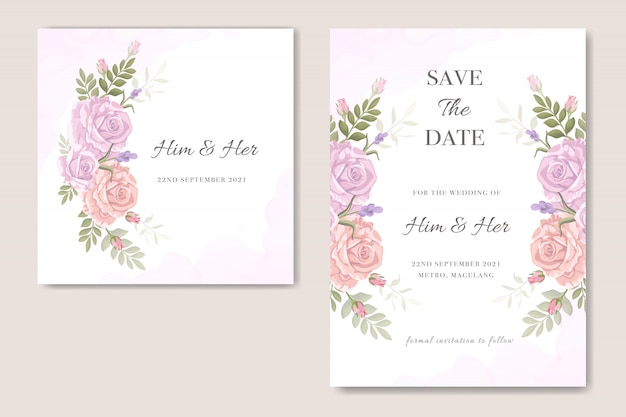 vintage floral design wedding invitation