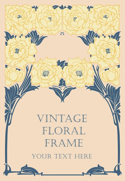 Vintage floral frame with ornamental elements use for book covers