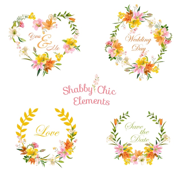 Vintage Floral Labels and Banners for T-shirt Designs