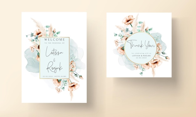 Vector vintage floral wedding invitation card template